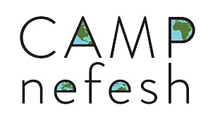 The logo features the words Camp Nefesh with the enclosed areas of some letters filled in with a world map.