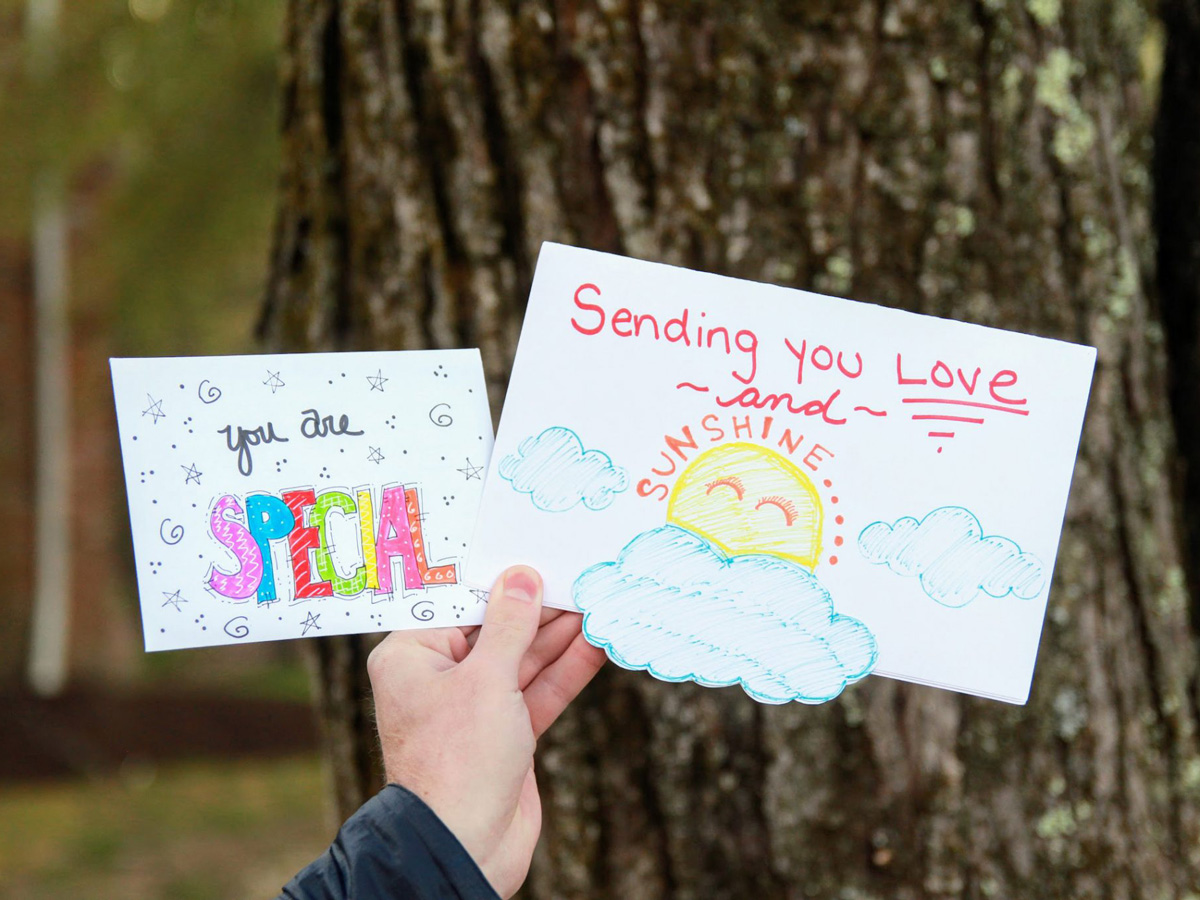 Two colorful handmade cards - one says "You are Special" and the other says "Sending you love and sunshine".