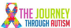 The logo is a ribbon filled with colorful jigsaw puzzle pieces and the words The Journey Through Autism.